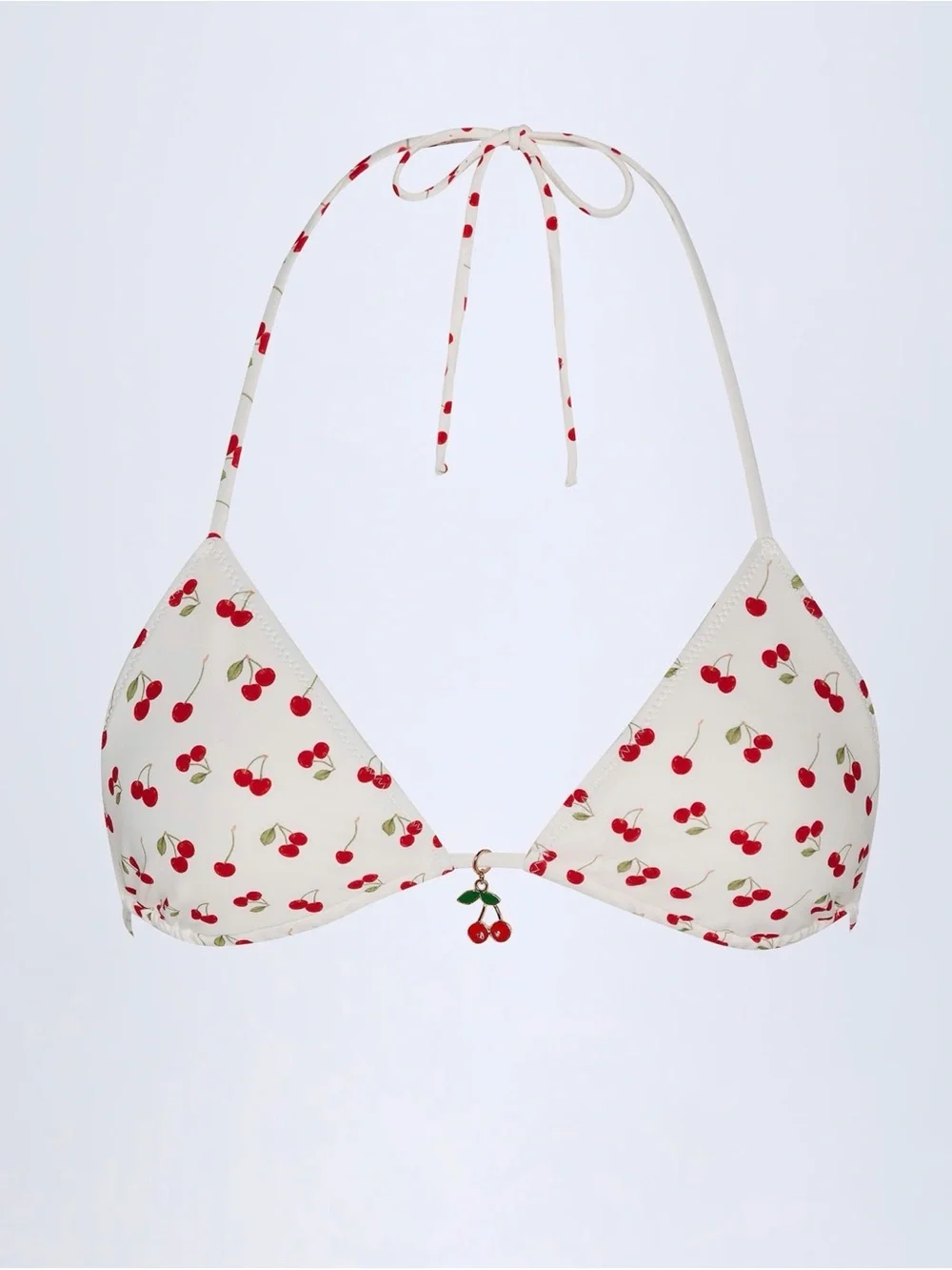 Oh Polly 🍒 Charm Detail 🍒 Triangle Bikini Top in Cherry Print 👙 • Medium • NWT 😍